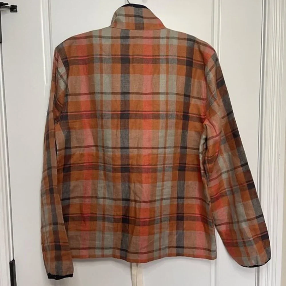 Bonobos Men's  Plaid Rust‎ Color Long Sleeve 100% Linen Anorak Size Small NEW
